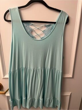 torrid Sky Blue Lattice-Back Tiered Tank Top